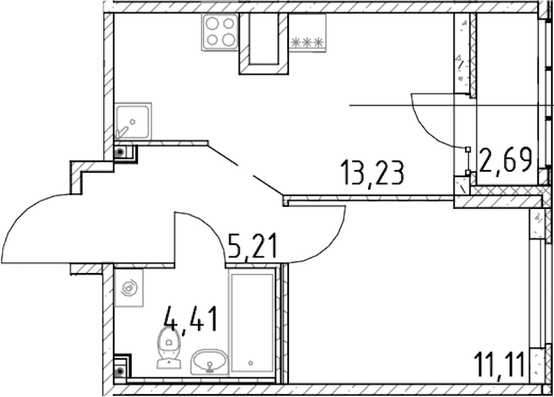 1-комнатная квартира 33.96 м², 20/23 эт., ЖК «Город Первых»